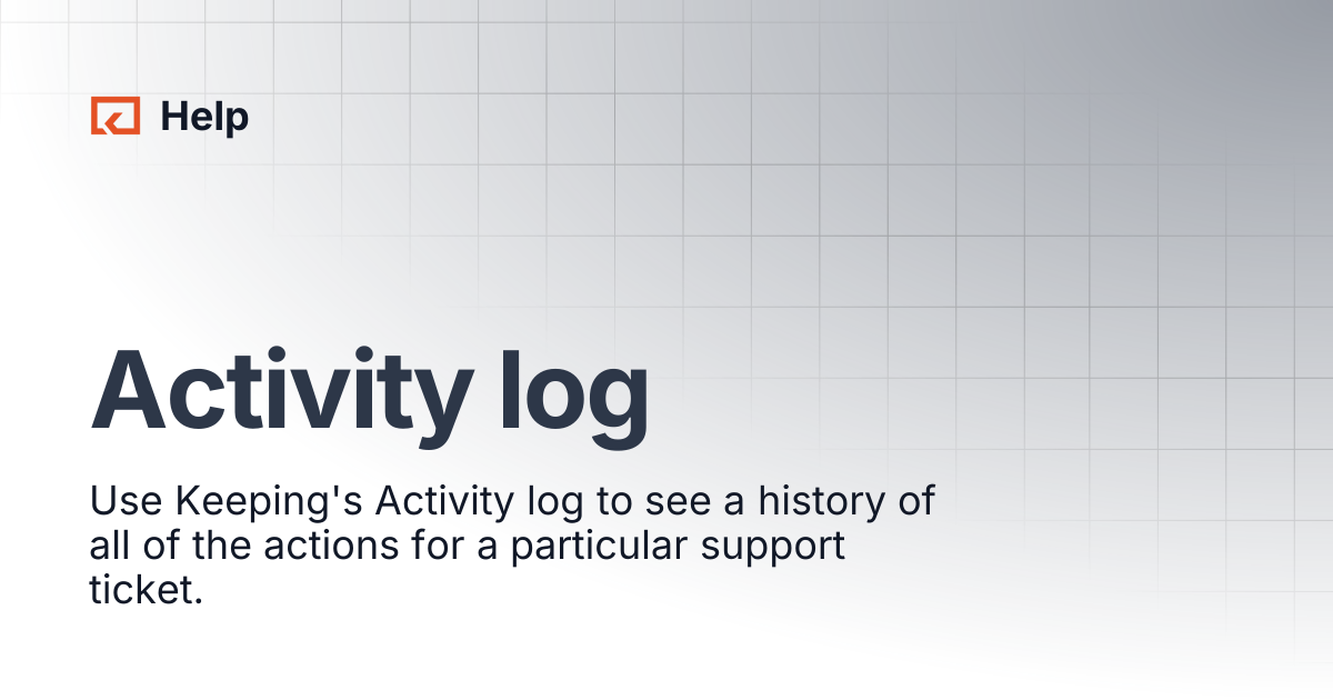 Activity log | Help